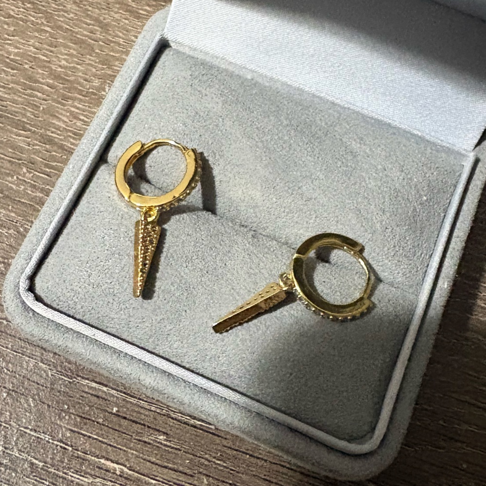 Local Eclectic Gold Spike Huggie Hoop Earrings